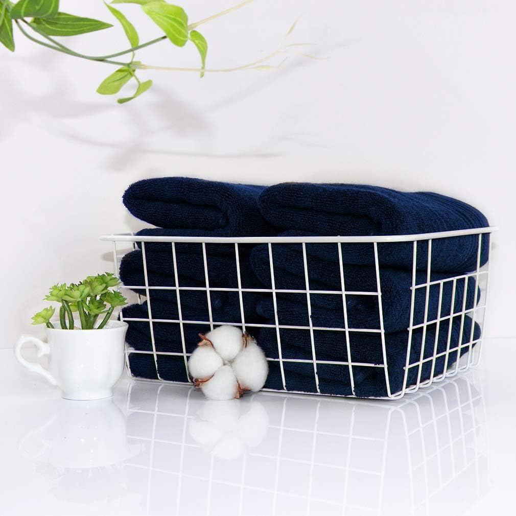 VANZAVANZU Hand Towels for Bathroom Face Towels Set, 100% Cotton Ring Spun Highly Absorbent Durable for Bath Face Spa Hotel Salon, Size 16" x 28" (Navy Blue, 6-Pack): Home & Kitchen