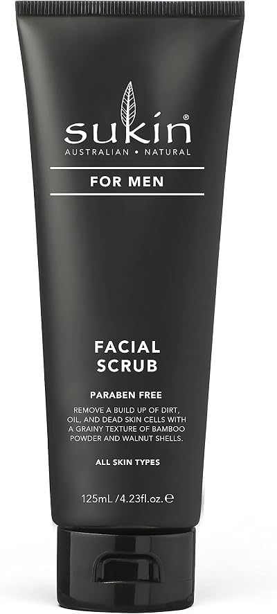 Sukin For Men Face Scrub 125ml Bamboo Powder Walnut Shells Cruelty Free Vegan