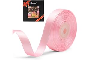 LIUYAXI Solid Color Double Faced Pink Satin Ribbon 5/8" X 25 Yards, Ribbons Perfect for Crafts, Wedding Decor, Bow Making, Sewing, Gift Package Wrapping and More
