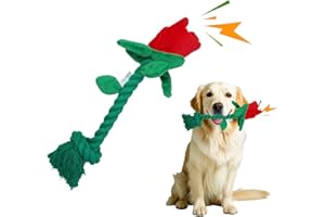 Wunive Rose Flower Plush Squeaky Dog Toys with Crink Paper for Small Medium Large Dogs
