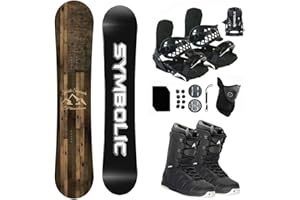 Symbolic Freedom Airtracks Men Snowboard & Bindings & Boots & Leash & Stomp & Gaiter Complete System Package Freeride Freestyle