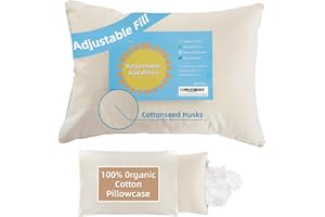 LOFE Organic Pillow with Pillowcase - 20x26 Youth Pillow with 100% Organic Cotton Shell, Adjustable Loft Organic Standard Plilow, Machine Washable, Soft, Perfect for Youth&Adults