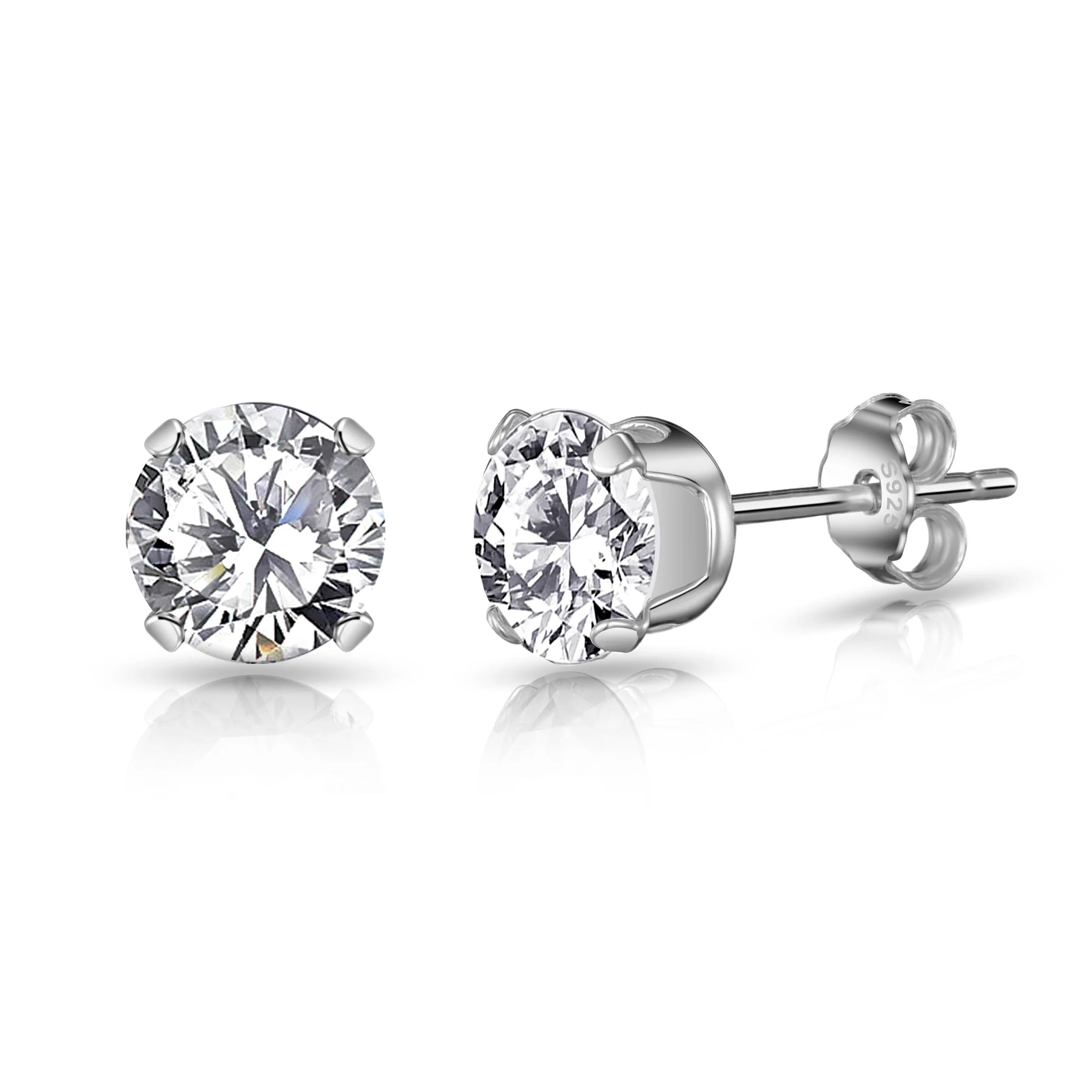 Philip Jones Sterling Silver Earrings Created with Zircondia® Crystals