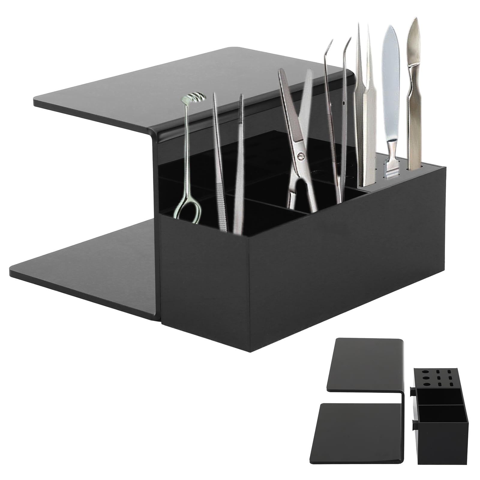 Yuehuamech Eyelash Extension Pillow Shelf Stand Acrylic Professional Lash Makeup Supplies Display Cabinet Workbench Makeup Tools Organizer with Tweezers Rack for Eyelash Extension Pillow