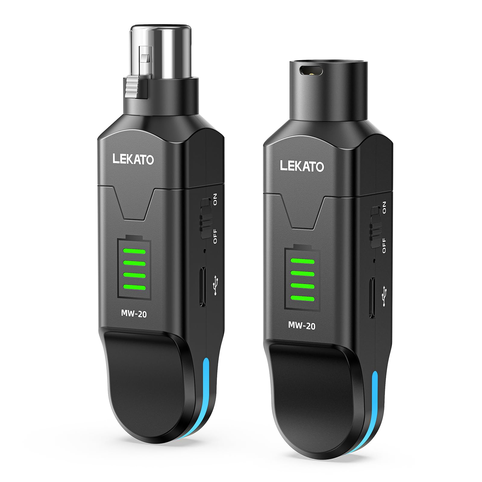 LEKATO 2,4 GHz Funkmikrofonsystem, XLR Sender Empfänger, 48V Phantomspeisung, für Kondensator & Dynamische Mikrofone, Plug & Play, 8 Std. Laufzeit, geeignet für PA, Mischpult, Live Auftritte (MW-20)