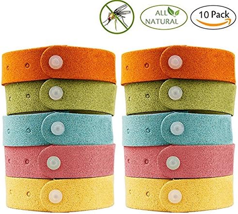 Aurolan Natural Mosquito Repellent Bracelet 10 Pack - Non-Toxic Deet Free Insect Bug Repellent Bands Wristbands ,Safe for Kids &amp; Adults Outdoor Camping