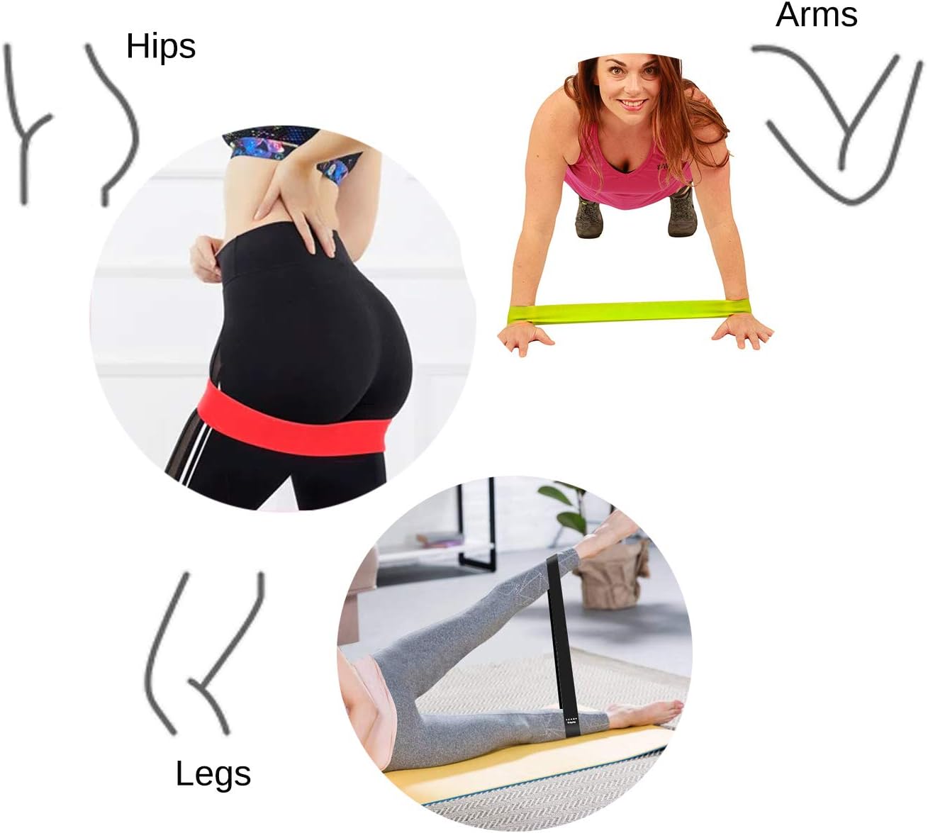 VIMILOLO Resistance Loop Exercise Bands with Instruction Guide, Home Fitness, Natural Latex Workout Bands for Legs and Butt Yoga and More 5 Set : Sports & Outdoors