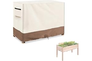 Sobana Outdoor Raised Garden Bed Winter Cover with Split Zipper,Waterproof Heavy Duty Cover for 48 x 24 x 30 inch Elevated Wood Planter Box Stand(Beige,Covers only)