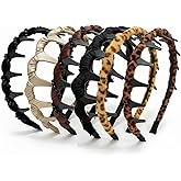 Suncalla 6 Pcs New Vintage High Cranium Artificial Pearl Hairband Elegant Braided Diamond Headbands with Teeth Anti-slip Decorative Hair Bands for Women(Diamond,Mixed Styles,Black, Coffee)