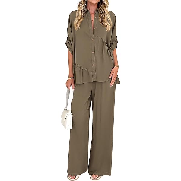 【BAON】Roto Summer Nylon Shirt Pants Set Amazon.com: JOAU Women's Casual 2 Piece Outfits Long Sleeve