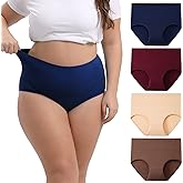 INNERSY Women's Plus Size XL-6XL Cotton Underwear High Waisted Briefs Panties 4-Pack