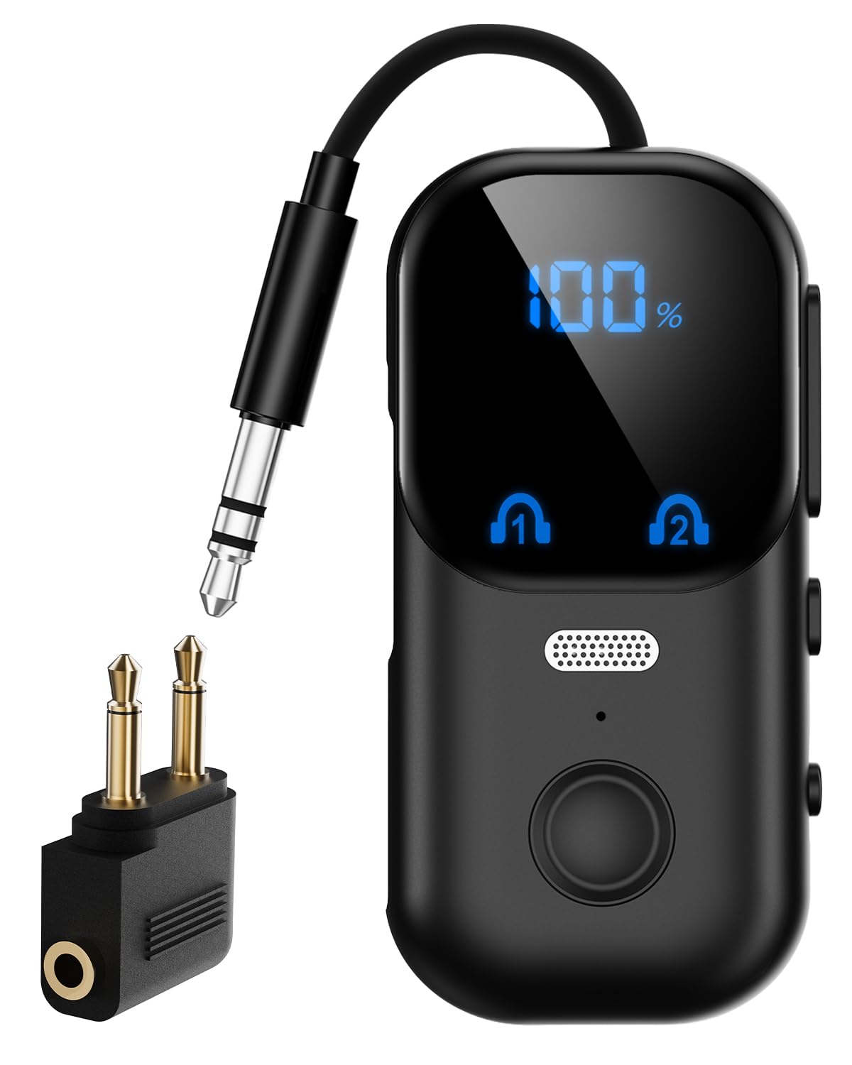 Photo 1 of Bluetooth 5.4 Transmitter Receiver aptX Adaptive for 2 AirPods/Headphones, 2-in-1 Bluetooth Audio Adapter with Mic & LED Display for TV, Airplane Travel, 3.5mm AUX Wireless Adapter for Car/Home Stereo