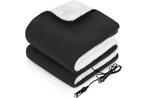 Sealy 12-Volt Heated Car Blanket, Portable Electric Blanket with 3 Heating Levels & 4 Hours Auto Off for Car, Truck, SUV, RV or Camping, Machine Washable, 59" X 43", Charcoal