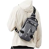 SEAFEW Sling Bag for Men Women, Mini Anti Theft One Strap Motorcycle Sling Backpack, Small Sling Chest Bag Daypack Crossbody Backpack for Casual Travel Hiking Gym Outdoor Sports Grey