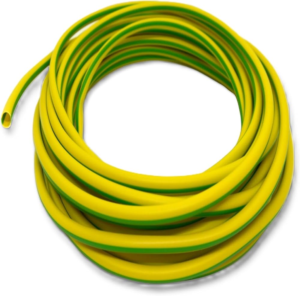 Merriway BH01485 Earth Sleeving 3.0mm Yellow & Green 10 Metre PVC Cable Conduit