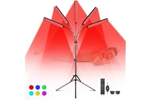 FLAOAITO Red Light Therapy for Face Body, 5 Heads Red Infrared Light Therapy Device, 7Colors Full Body Red Light Therapy Devices, 660nm and 850nm Near Infrared for Face,Muscle,Body,Skin