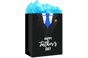 FLYAB Fathers Day Gift Bag - 13" Happy Father's Day Paper Gift Bag with Tissue Paper Fathers Day Gift Bag with Handle Large Gift Bag for Dad Husband Grandpa