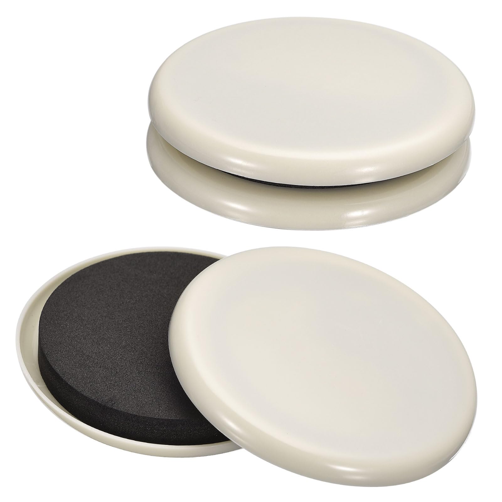 uxcell Furniture Sliders, 4Pcs 3.5" - Plastic Reusable Round Sliding Pads, Chair Glides for Carpeted Tile Vinyl Hardwood Floors (Grey) — image 1