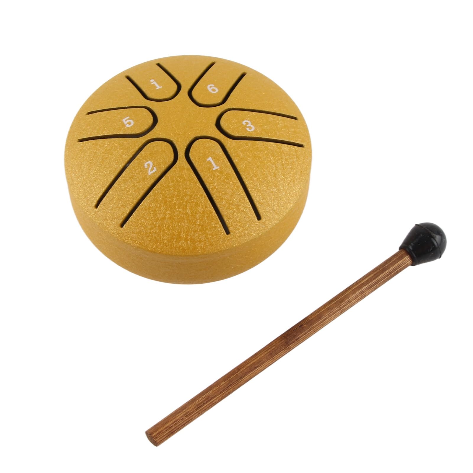 Tongue Drum Professional Handpan Steel Drum Mini 6 Note Worry Free Hand Pan Drum Percussion Instrument with Drumstick (Gold)