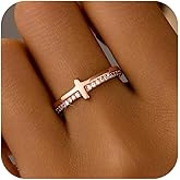 SUYACS 14K Gold Plated Cross Pray Rings for Women Non Tarnish 925 Sterling Silver Dainty CZ Faith Ring Trendy Stackable Eternity Promise Ring Birthday Wedding Jewelry Gifts to My Daughter