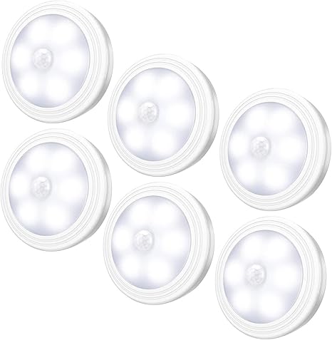 tyc luces led con sensor de movimiento 6 pcs automatico luz nocturna led lampara nocturna para vestibulo sotano garaje bano armario cocina