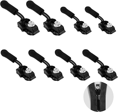 Fuitke 8 Pcs Zipper Pull Replacement Kit, Black Universal Repair Tool