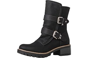 GLOBALWIN Lace up Mid Calf Motorcycle Fashion Festival Boots Combat Riding Military Boots for Women