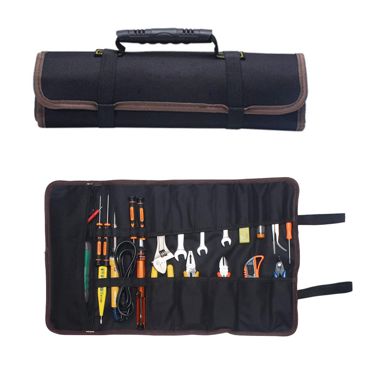 SANSUM Wrench Roll Up Tool Rool Pouch Bag Organizer Easy Storage 23 pockets Portable for Electrician, HVAC, Plumber, Carpenter or Mechanic