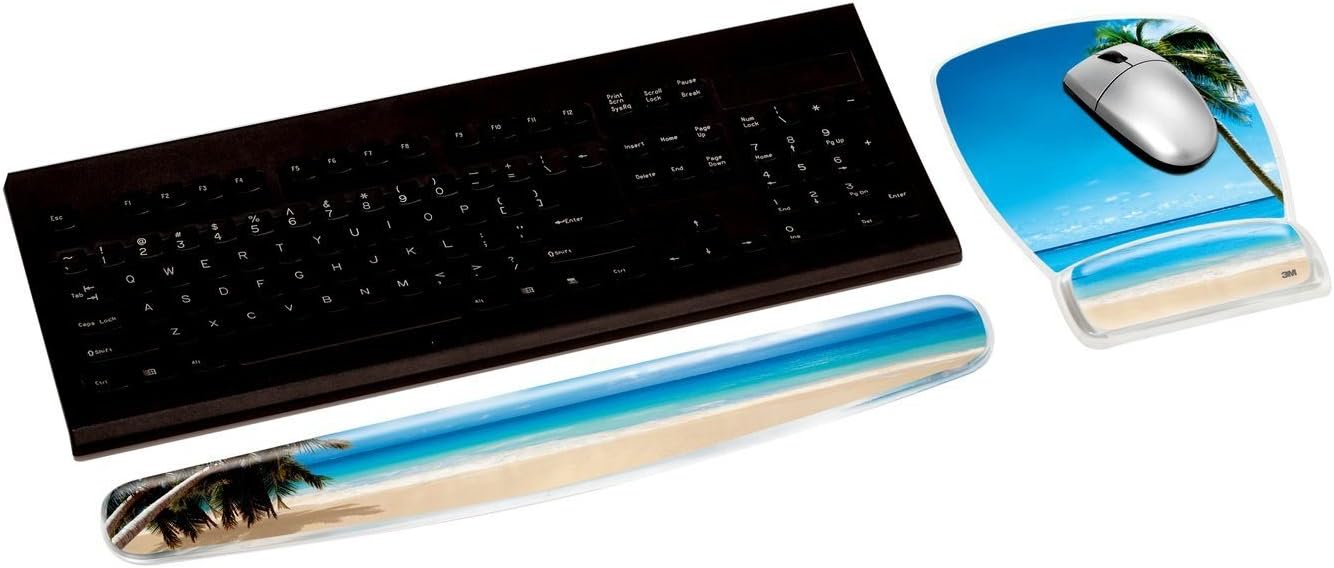 3M Gel Wrist Rest for Keyboards, Soothing Gel Comfort with Durable, Easy to Clean Cover, 18", Fun Beach Design (WR308BH) : Computing Wrist Rests : Office Products