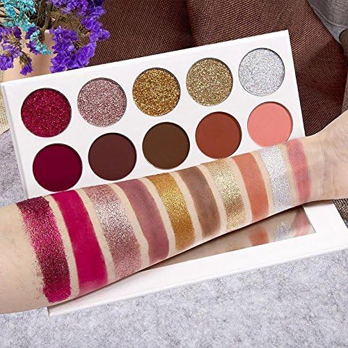 Pretty AF - 10 Color Matte and Cream Glitter Eyeshadow Palette, Pigmented, Blendable, Longlasting, Pressed Glitter &amp; Neutral Palette.