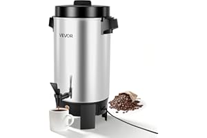VEVOR Commercial Coffee Urn, 40 Cup 203oz Hot Beverage Dispenser with Dripless Faucet, 1090W Quick-Brewing Coffee Maker, Auto