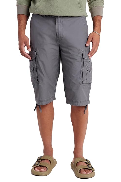 UNIONBAY mens Cordova Belted Messenger - Reg and Big Tall Sizes Cargo Shorts, Grey Goose, 40 US