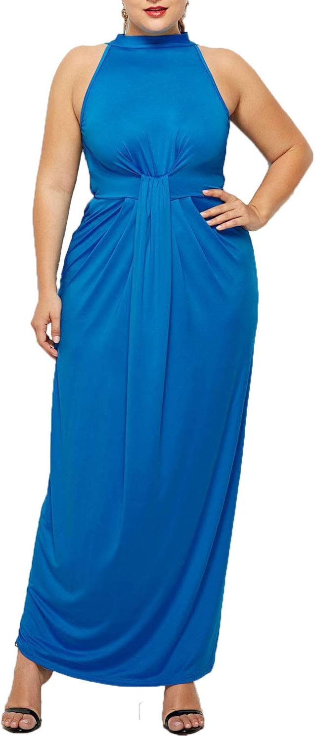 Salimdy Women's Plus Size Elegant Sleeveless Cocktail Dress Front