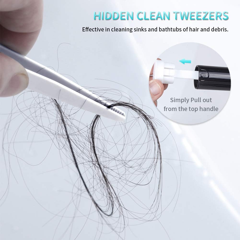 MEXERRIS Toilet Brush and Holder Set Stainless Steel with Soft Silicone Bristle, Sturdy Cleaning Toilet Bowl Cleaner Brush Set for Bathroom Storage Organization - Tweezers Included (Black): Kitchen & Dining