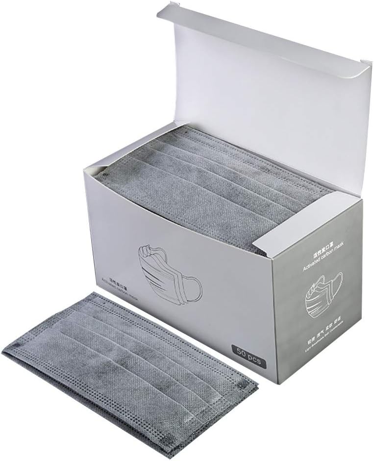 50 Pack Surgical Disposable Face Masks with Elastic Ear Loop, 4 Ply Breathable and Comfortable for Blocking Dust Air Pollution Flu Protection (Grey)