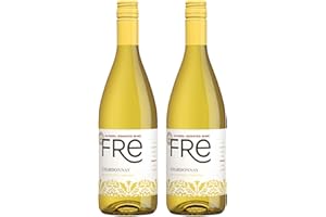Sutter Home FRE Non-Alcoholic Chardonnay Wine Bundle, 2 Pack (25.4 fl oz Each) with BeClink Wine Tasting Cards & Guide, Zero Proof White Wine from California