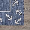 Lr Home Nautical Anchor Border Indoor Outdoor Rug, Blue/White, 5'3"" x 7'"