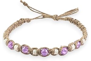 BlueRica Hemp Anklet with Puka Shells & Glowbeads