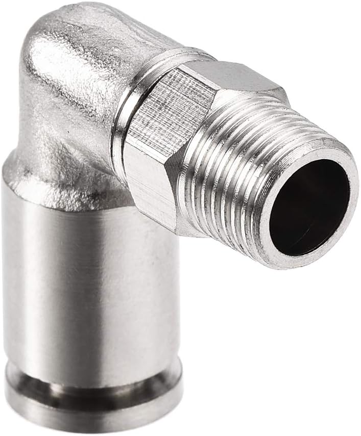 sourcing map Push to Connect Tube Fitting 6mm Tube to 1/8PT Male Elbow L Shape, Copper - Image 4