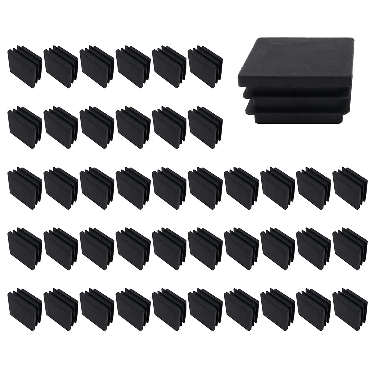Pack of 50 NUZAMAS Square Black Plastic End Caps,35 x 35mm Plastic Plugs,Square Tube Anti-Slip Mat, Plastic Caps End Tube Insert for Chairs Desks Tables Beds Furniture Foot Plug Steel Pipe Cover