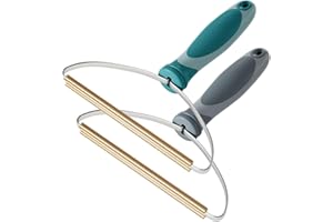 ELEMSY Pet Hair Remover, Dog Cat Hair Remover, Lint Cleaner Pro, Fur Removal Tool, Portable Carpet Scraper, Fuzz Rollers for Carpets, Car Mat, Couch, Pet Bed, Furniture & Rug (2-Pack, Gray & Green)