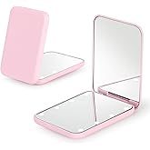 Caelecsisi Pocket Mirror,LED Compact Travel Makeup Mirror, 2-Sided 1X/3X Magnification, Portable, Folding(Pink)
