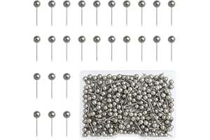 QHAJRYYC 200 Pieces Map Push Pins, Small Round Head Marking Pins, Round Head Push Pin with Point Retro Metallic Color Beads Head Marking Pin (Silver)