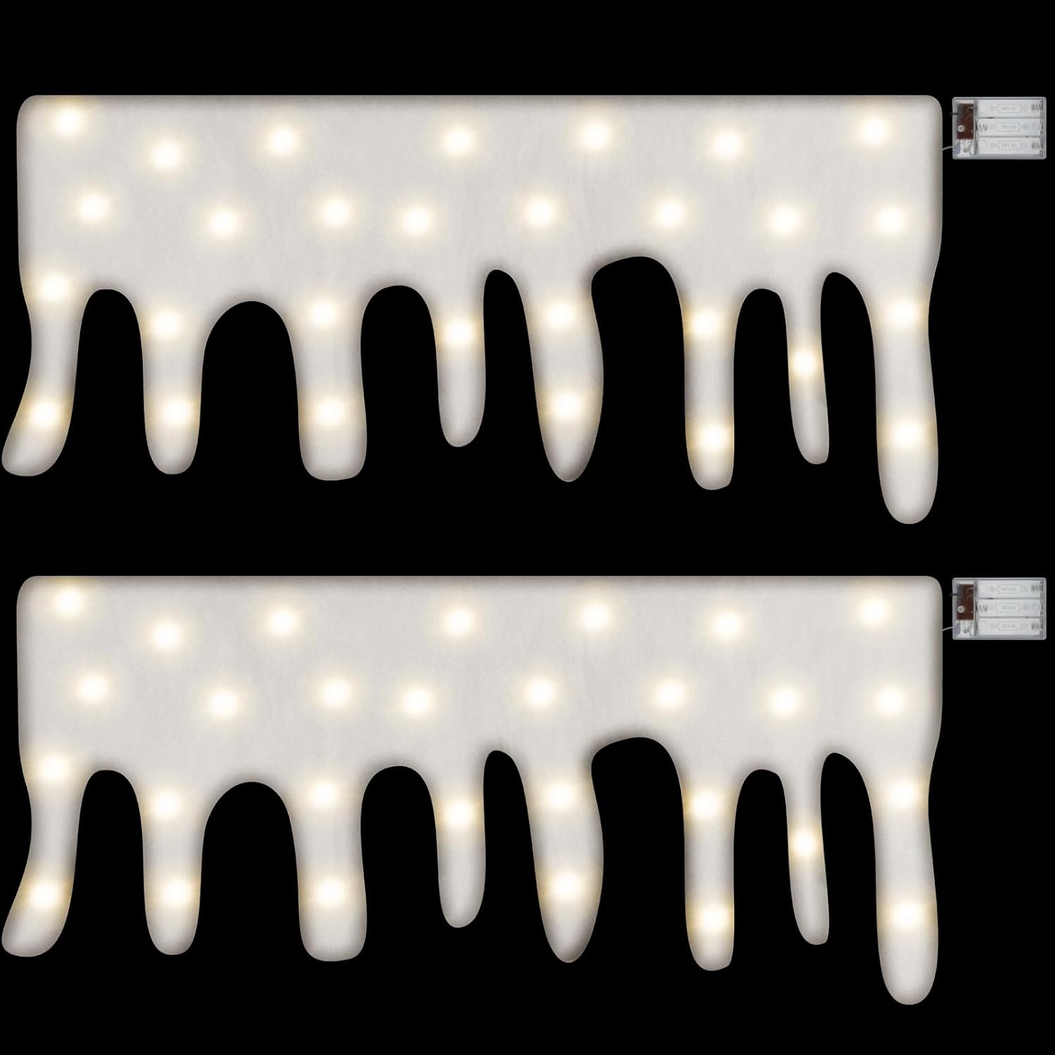 Artificial Snow - Kittmip 2 Pcs Christmas Snow Blanket with LED Lighted Table Runner Snow for Mantle Icicle Mantle Cover for Village Decorations Xmas Artificial Holiday Decor, 59 x 16 Inches (Warm Lights)