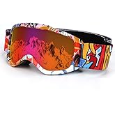 Flantor Kids Ski Goggles,Non-Slip Strap Snow Goggles Snowboard Goggles