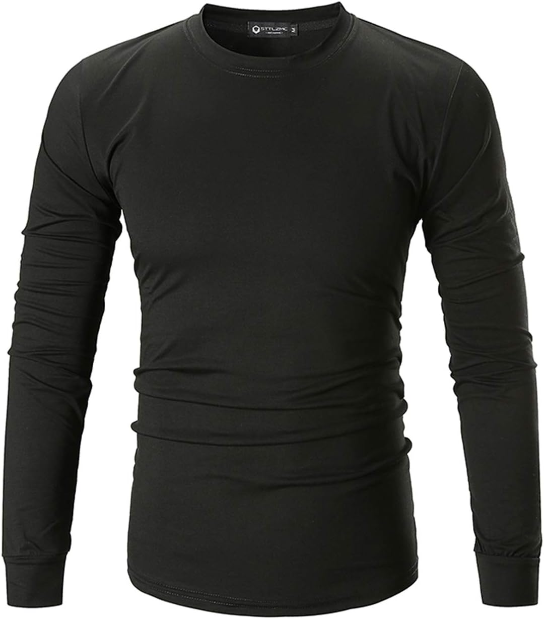 STTLZMC Mens Casual Long Sleeve T-Shirt with Fashion Irregular Hem