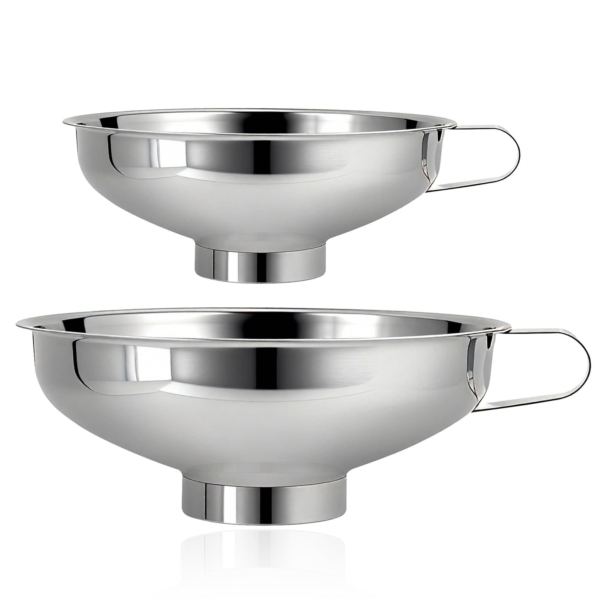 Jam Funnel 2 Pack Canning Funnels Stainless Steel Kitchen Wide Mouth Funnel Set Easy Fill Funnels with Handle for Transferring Fluid Oil Powder Beans Jam