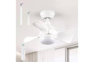 LEDIARY 23" LED Ceiling Fans with Lights-Small Ceiling Fan with Lights Remote Control, Mini Ceiling Fan with 6 Speeds, Reversible Blades, Adjustble Color Temperature for Kitchen Bedroom Patio - White