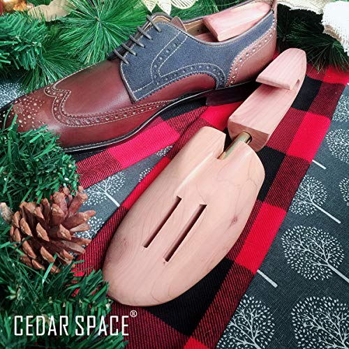 Cedar Shoe Tree For Men - Made Of 100% Natural US Red Cedar Single Tube Adjustable Shoe Tree For Men Or Women (2 Pairs Single tube Large US Size 10-11)