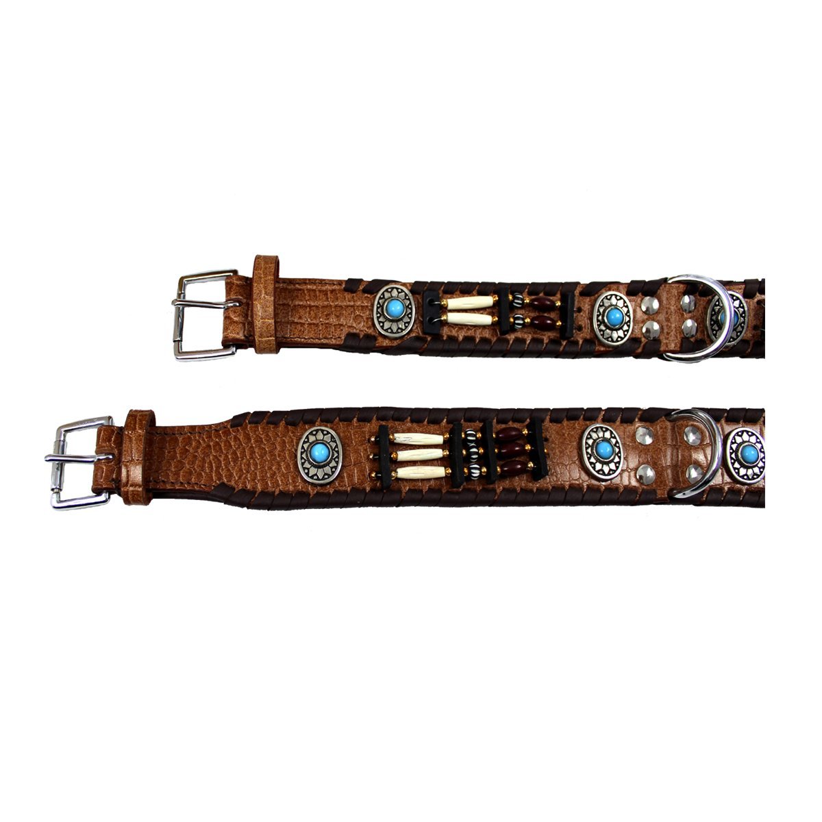 MICHUR Carlota Halsband Indianer Hundehalsband Leder Braun